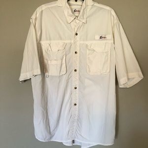 Men’s white button down short-sleeve sportswear